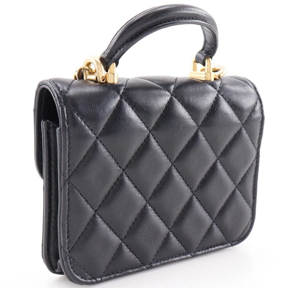 CHANEL Shoulder Bag AP2200 lambskin black Mini matrasse Chain pochette