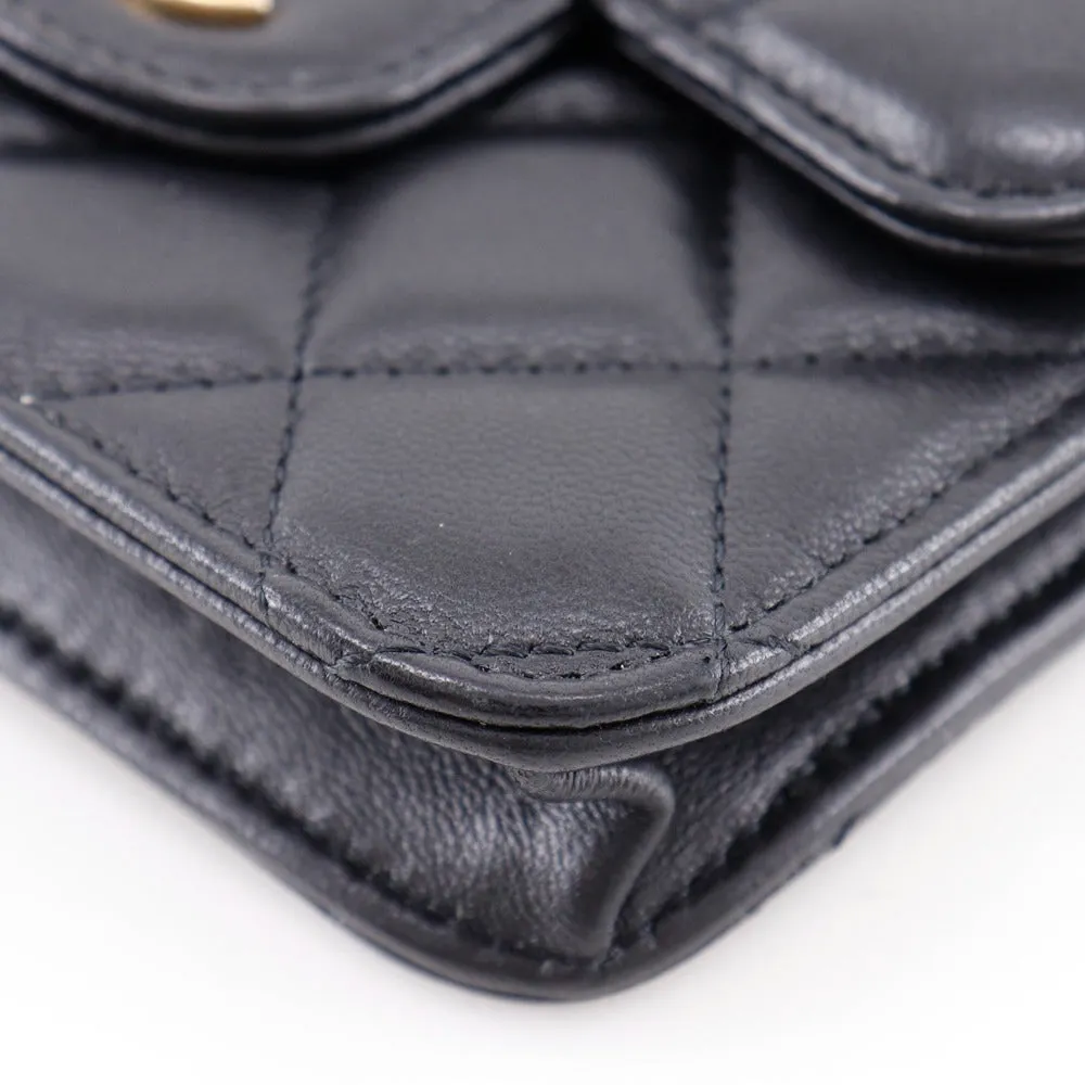 CHANEL Shoulder Bag AP2200 lambskin black Mini matrasse Chain pochette