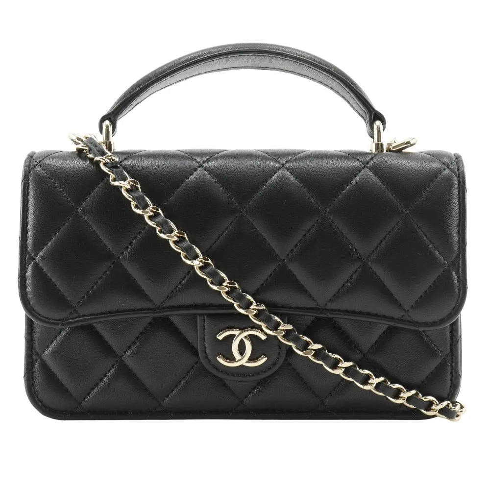 CHANEL Shoulder Bag AP3226 lambskin black Matrasse Smartphone Shoulder 2WAY Mini Chain Shoulder Women Used