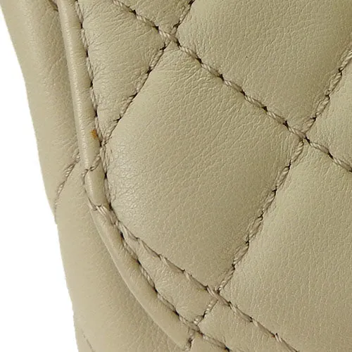CHANEL Shoulder Bag Calfskin beige Matrasse large Women Used
