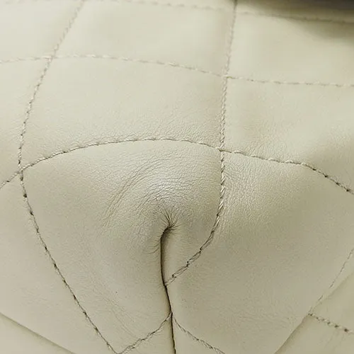 CHANEL Shoulder Bag Calfskin beige Matrasse large Women Used