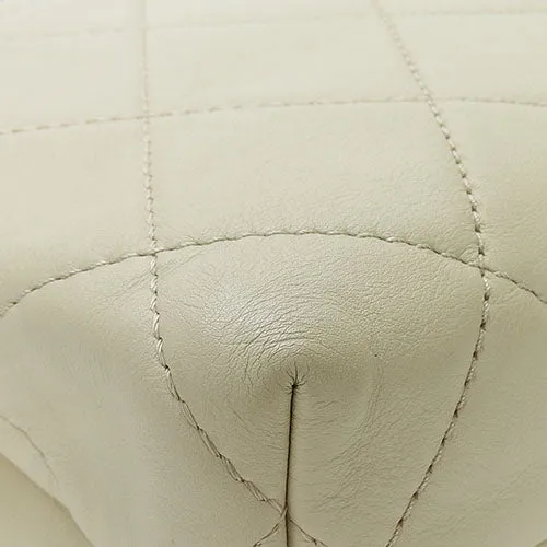 CHANEL Shoulder Bag Calfskin beige Matrasse large Women Used