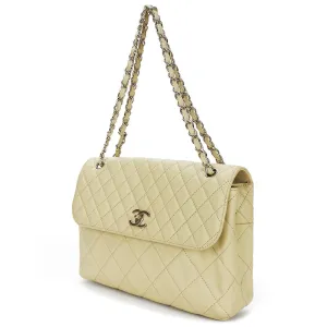 CHANEL Shoulder Bag Calfskin beige Matrasse large Women Used
