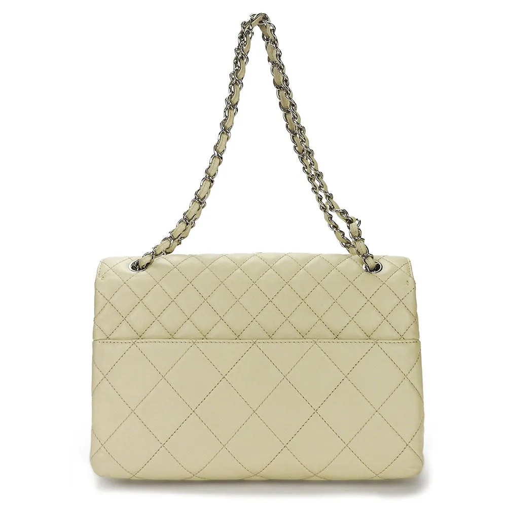 CHANEL Shoulder Bag Calfskin beige Matrasse large Women Used