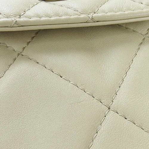 CHANEL Shoulder Bag Calfskin beige Matrasse large Women Used