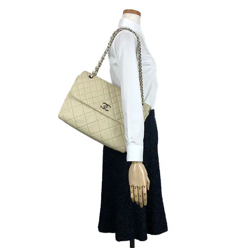 CHANEL Shoulder Bag Calfskin beige Matrasse large Women Used