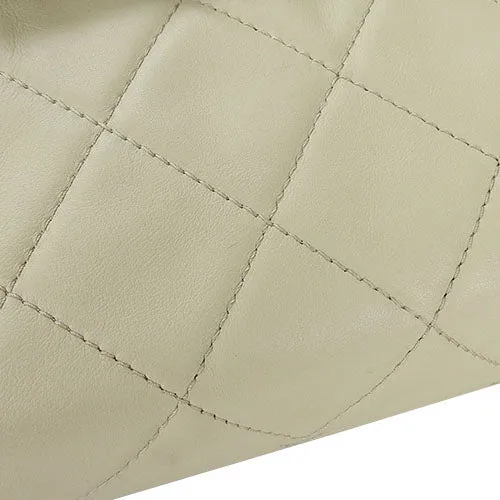 CHANEL Shoulder Bag Calfskin beige Matrasse large Women Used