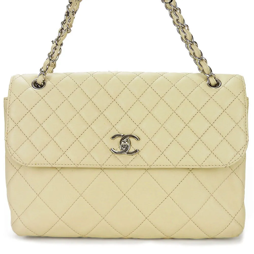CHANEL Shoulder Bag Calfskin beige Matrasse large Women Used