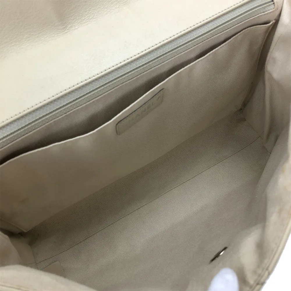 CHANEL Shoulder Bag Calfskin beige Matrasse large Women Used