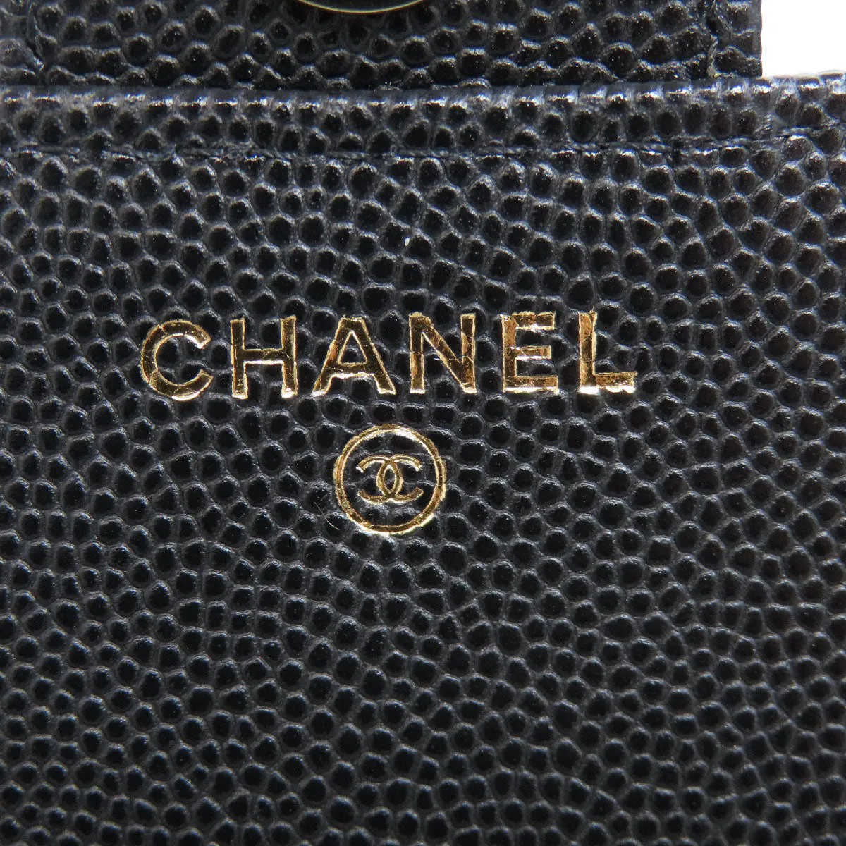 CHANEL Shoulder Bag Caviar skin black ChainShoulder Matelasse Gold Metal Women Used