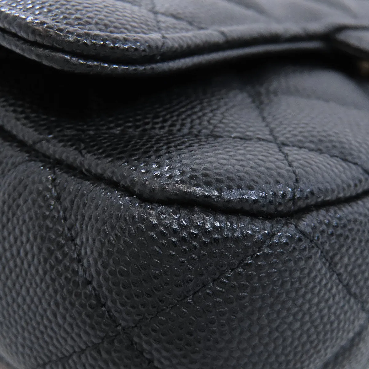 CHANEL Shoulder Bag Caviar skin black ChainShoulder Matelasse Gold Metal Women Used