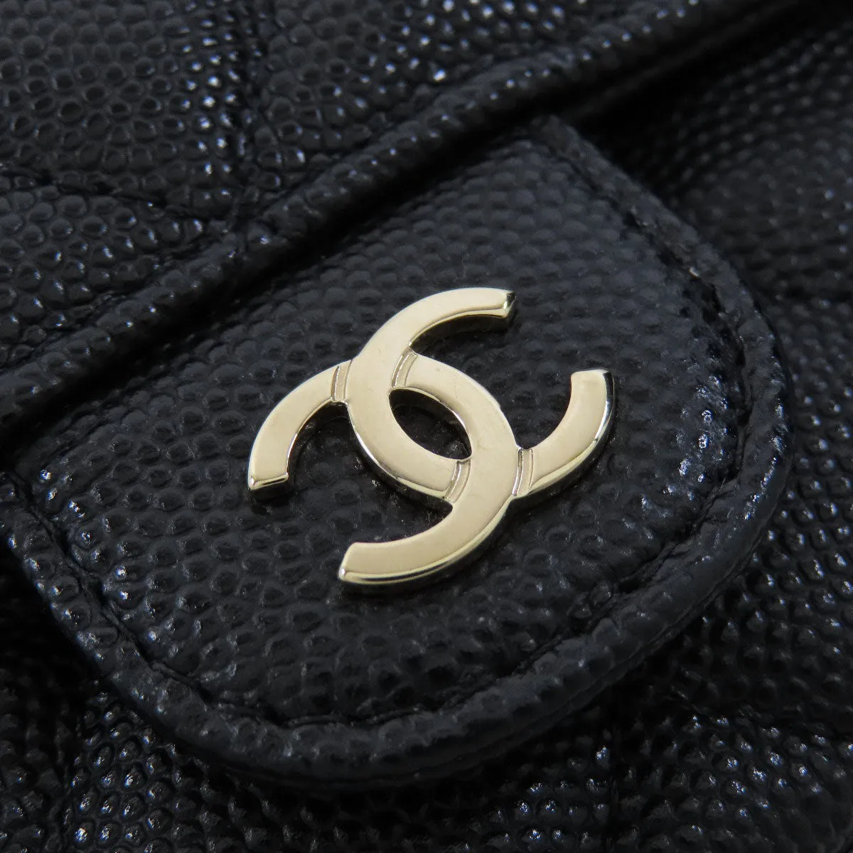 CHANEL Shoulder Bag Caviar skin black ChainShoulder Matelasse Gold Metal Women Used