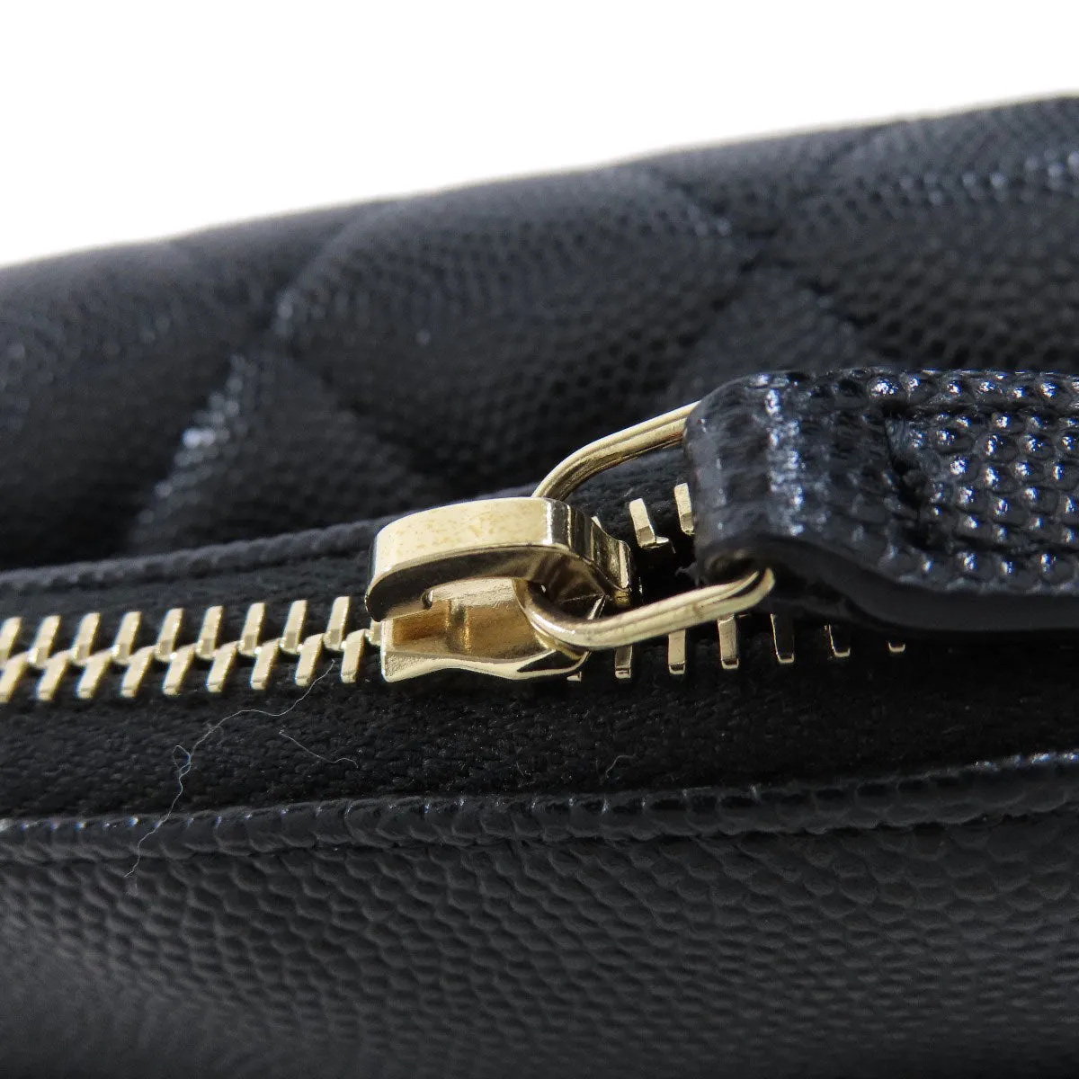 CHANEL Shoulder Bag Caviar skin black ChainShoulder Matelasse Gold Metal Women Used