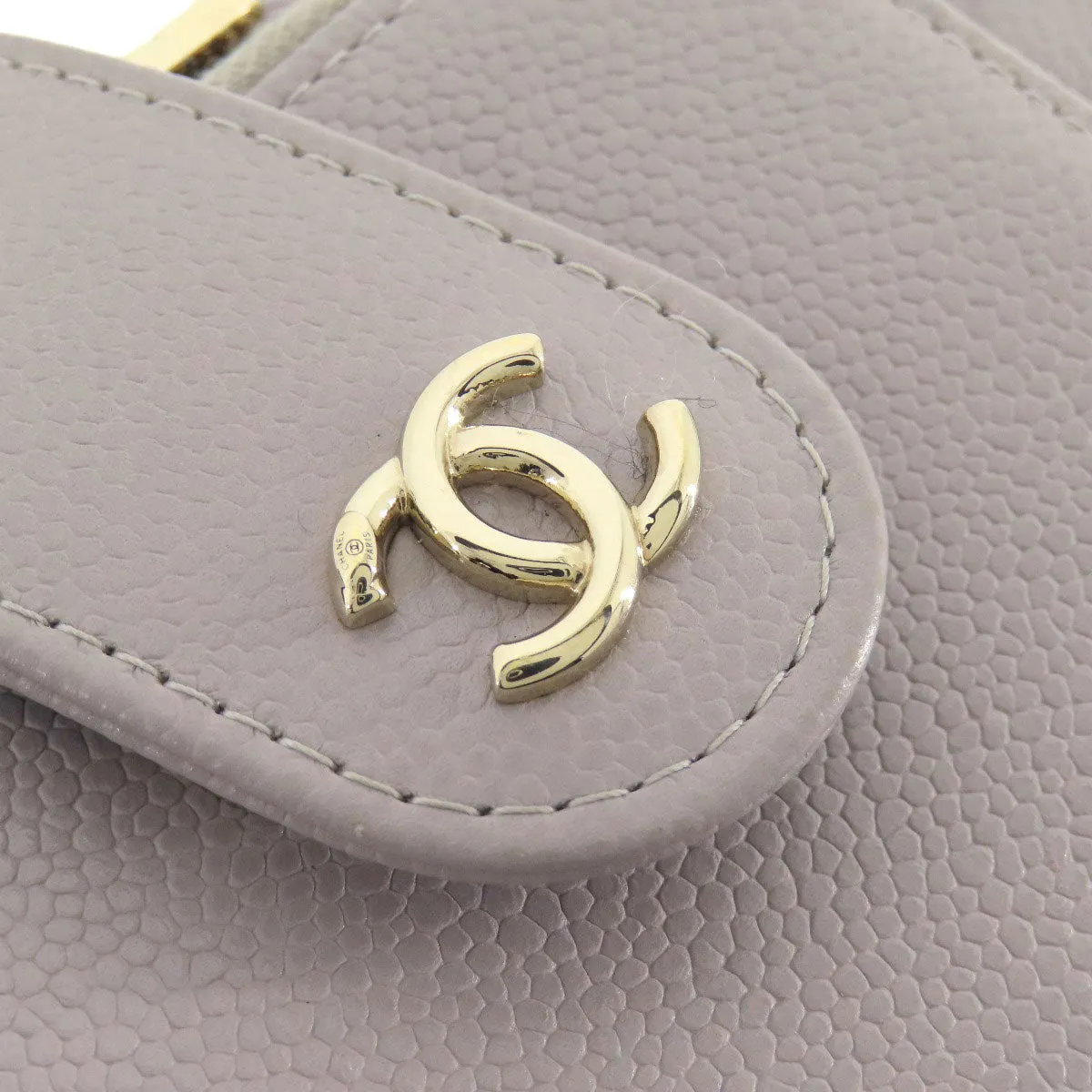 CHANEL Shoulder Bag Caviar skin gray Matelasse Gold Metal Women Used
