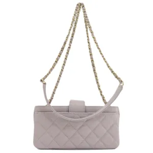 CHANEL Shoulder Bag Caviar skin gray Matelasse Gold Metal Women Used