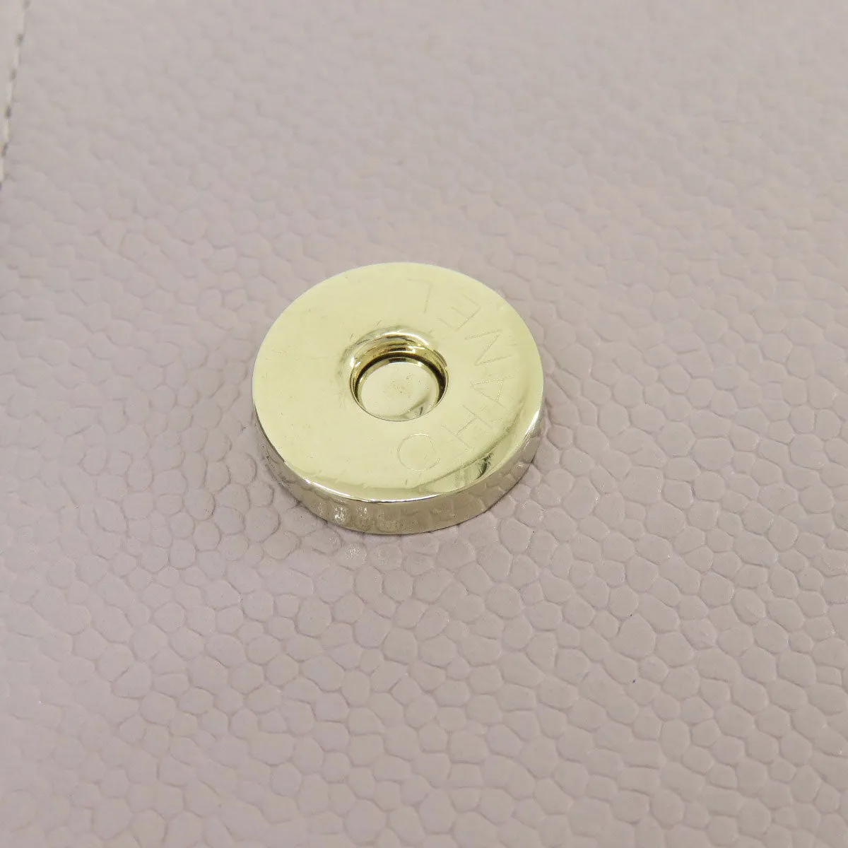 CHANEL Shoulder Bag Caviar skin gray Matelasse Gold Metal Women Used