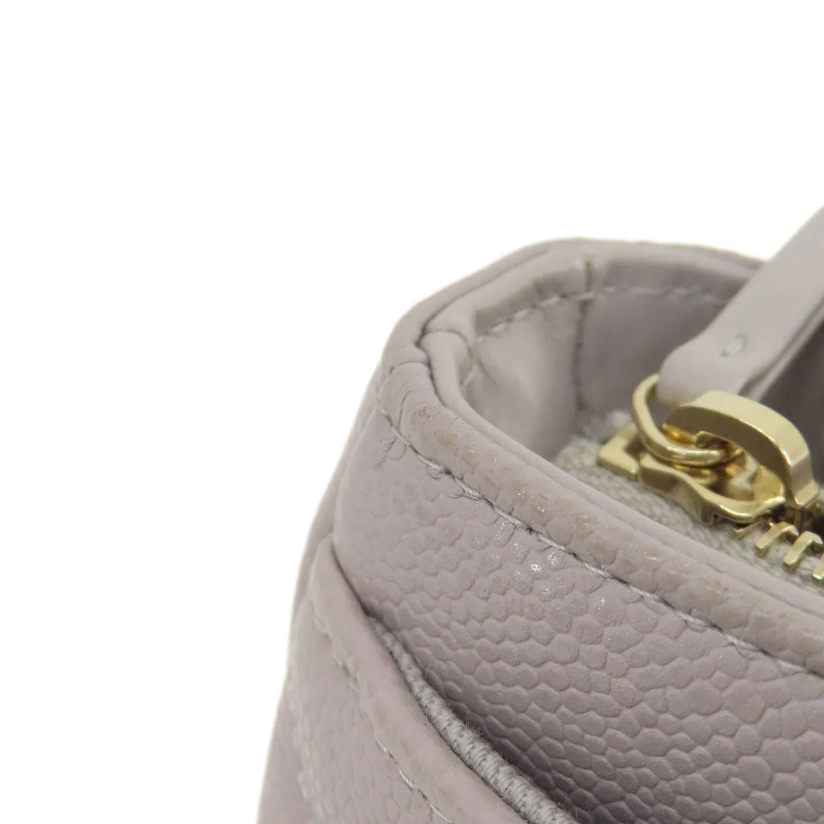 CHANEL Shoulder Bag Caviar skin gray Matelasse Gold Metal Women Used