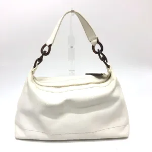 CHANEL Shoulder Bag Caviar skin white Wood tone CC COCO Mark Women Used
