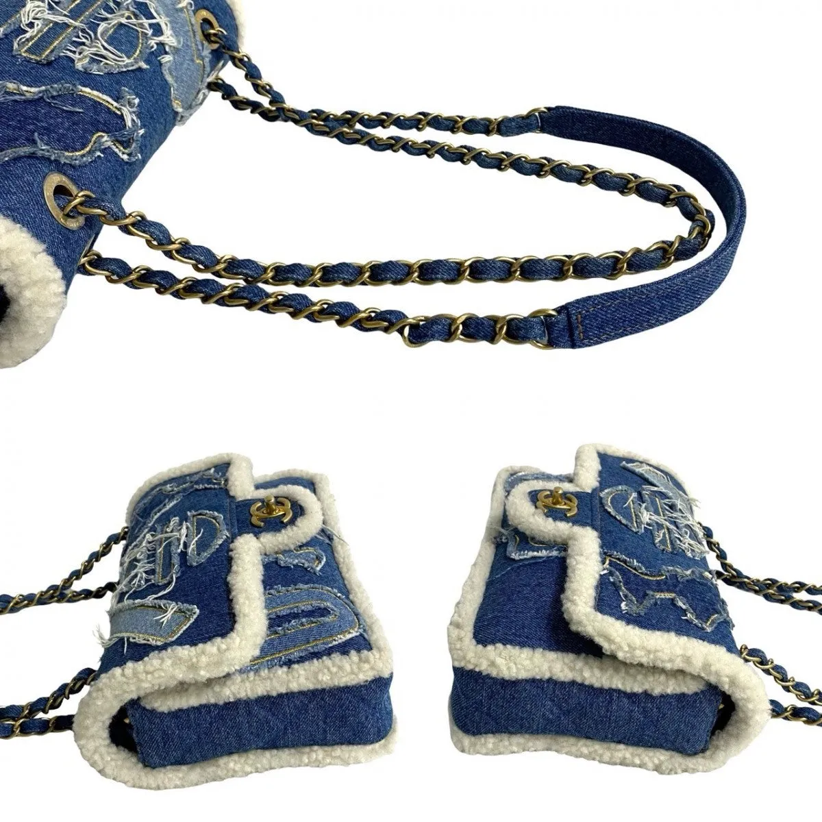 CHANEL Shoulder Bag denim blue