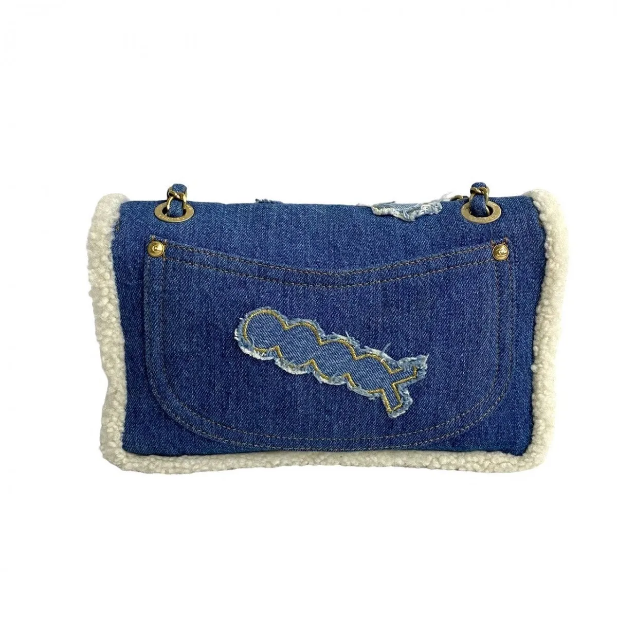 CHANEL Shoulder Bag denim blue