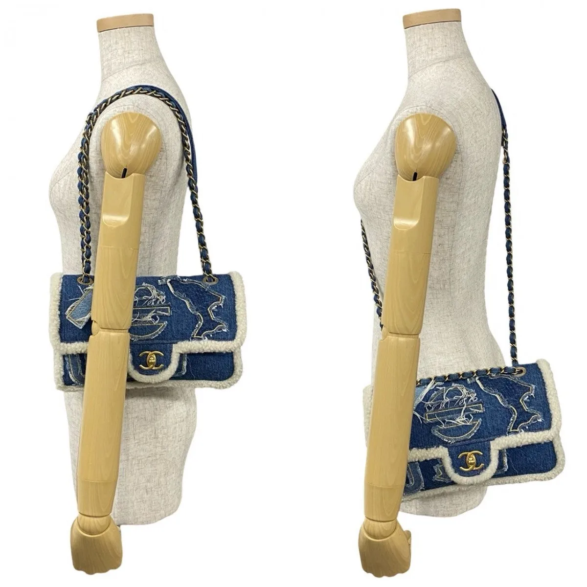 CHANEL Shoulder Bag denim blue