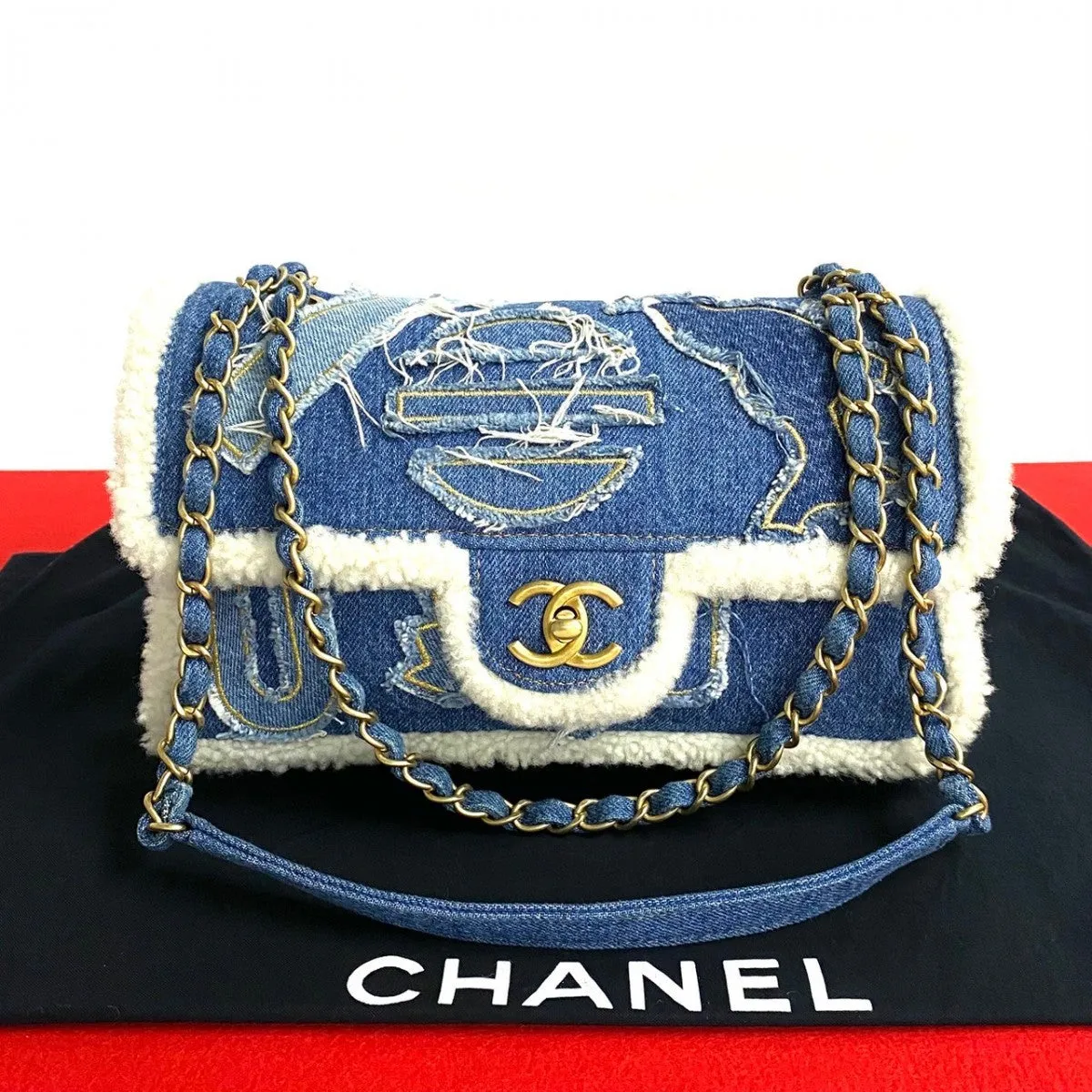 CHANEL Shoulder Bag denim blue
