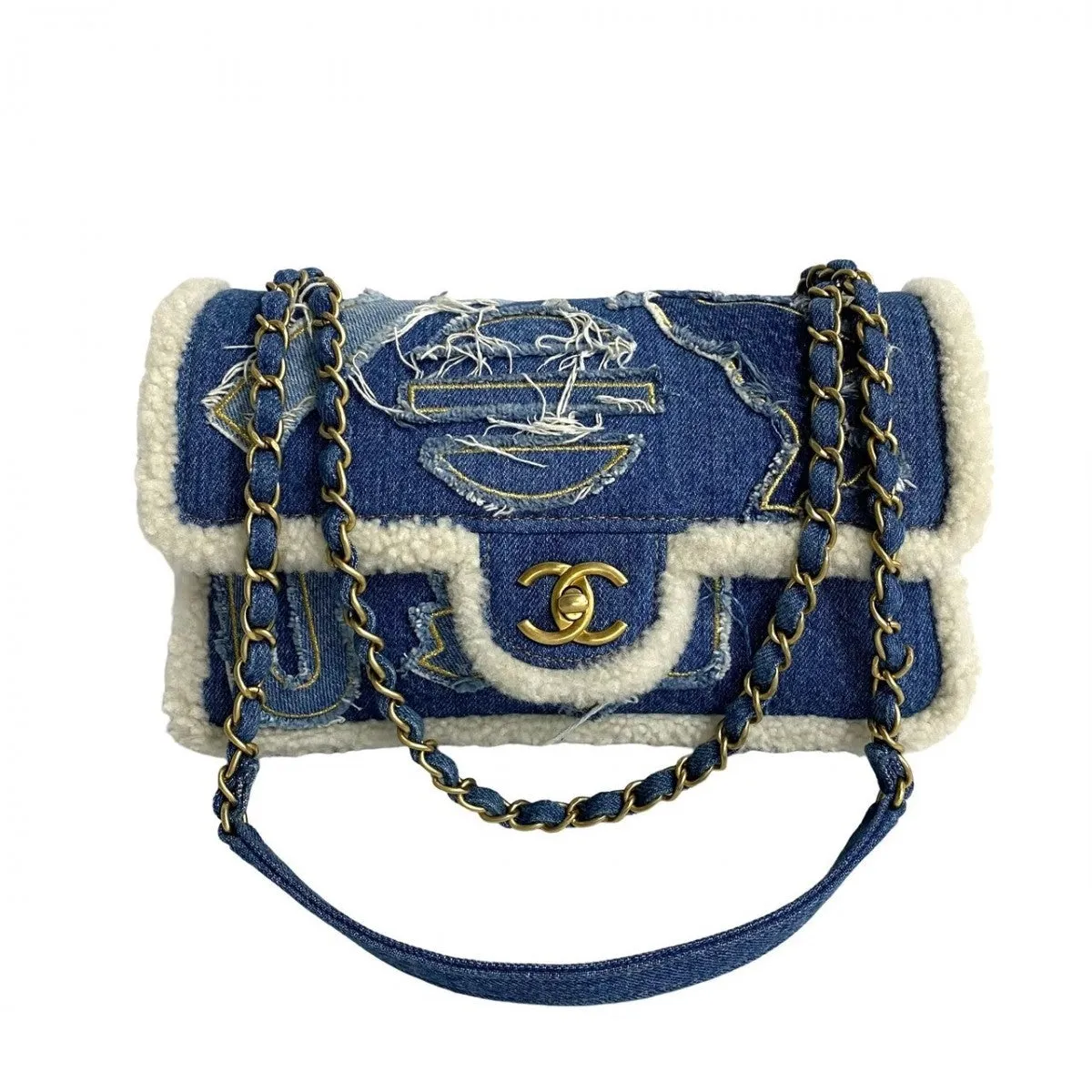 CHANEL Shoulder Bag denim blue