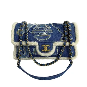 CHANEL Shoulder Bag denim blue