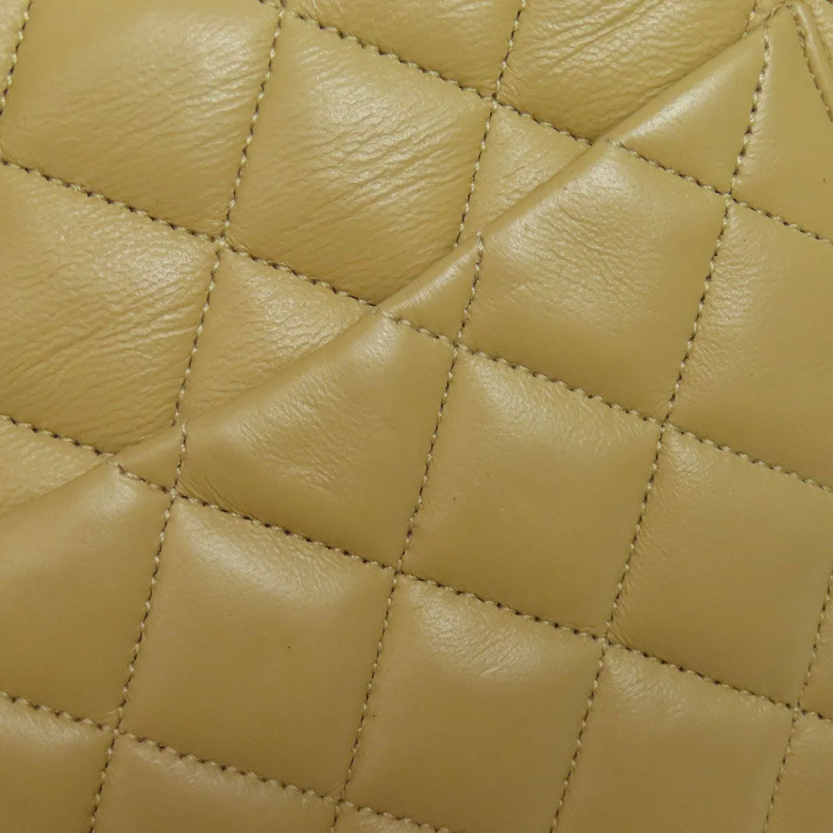 CHANEL Shoulder Bag lambskin beige ChainShoulder Matelasse Gold Metal Women Used