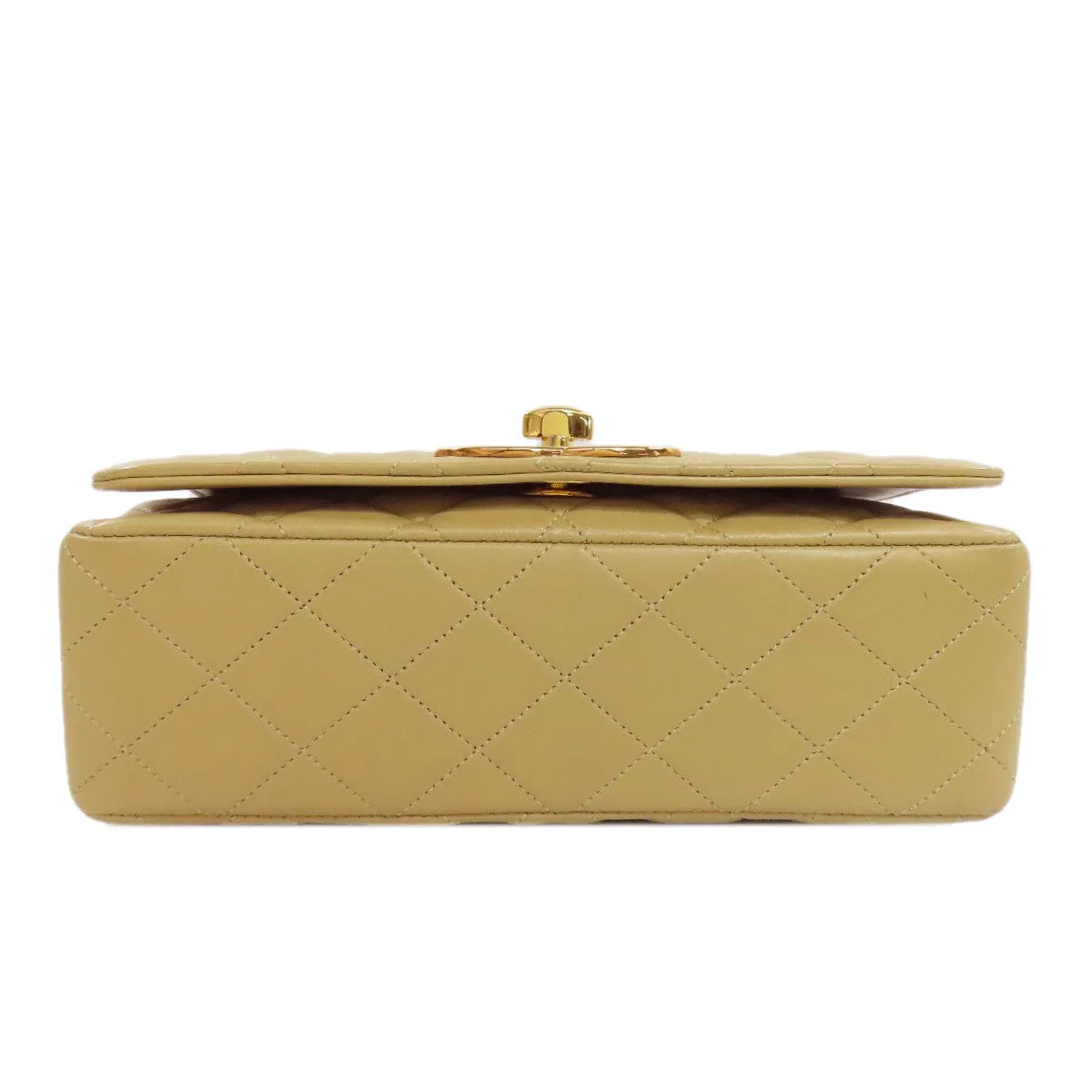 CHANEL Shoulder Bag lambskin beige ChainShoulder Matelasse Gold Metal Women Used