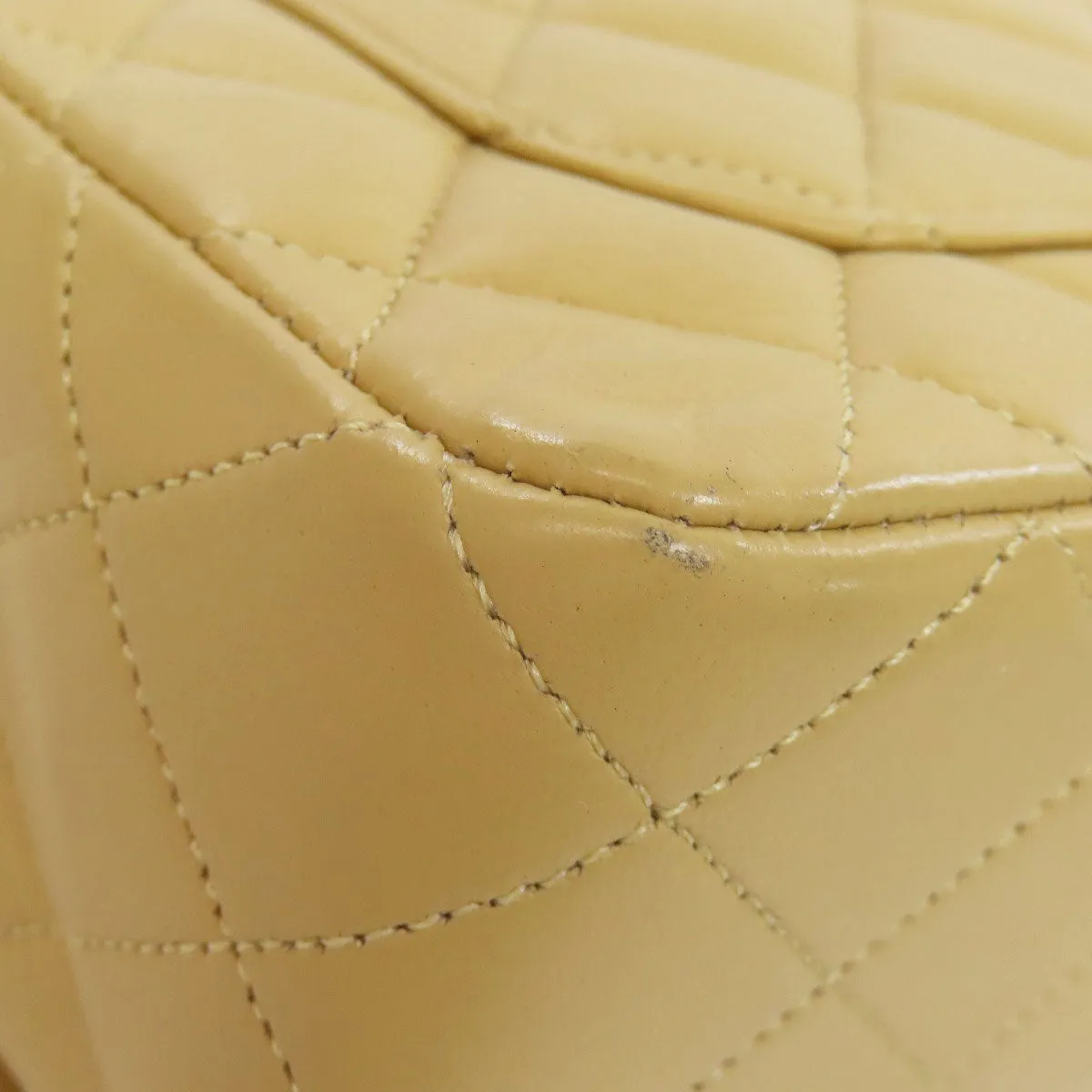 CHANEL Shoulder Bag lambskin beige ChainShoulder Matelasse Gold Metal Women Used
