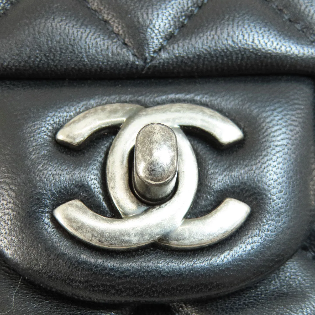 CHANEL Shoulder Bag lambskin black ChainShoulder Matelasse SilverMetal Women Used