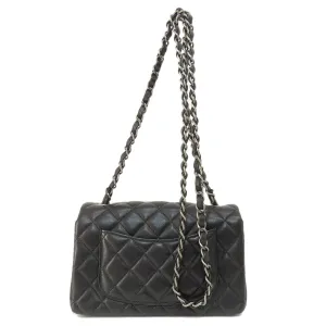 CHANEL Shoulder Bag lambskin black ChainShoulder Matelasse SilverMetal Women Used