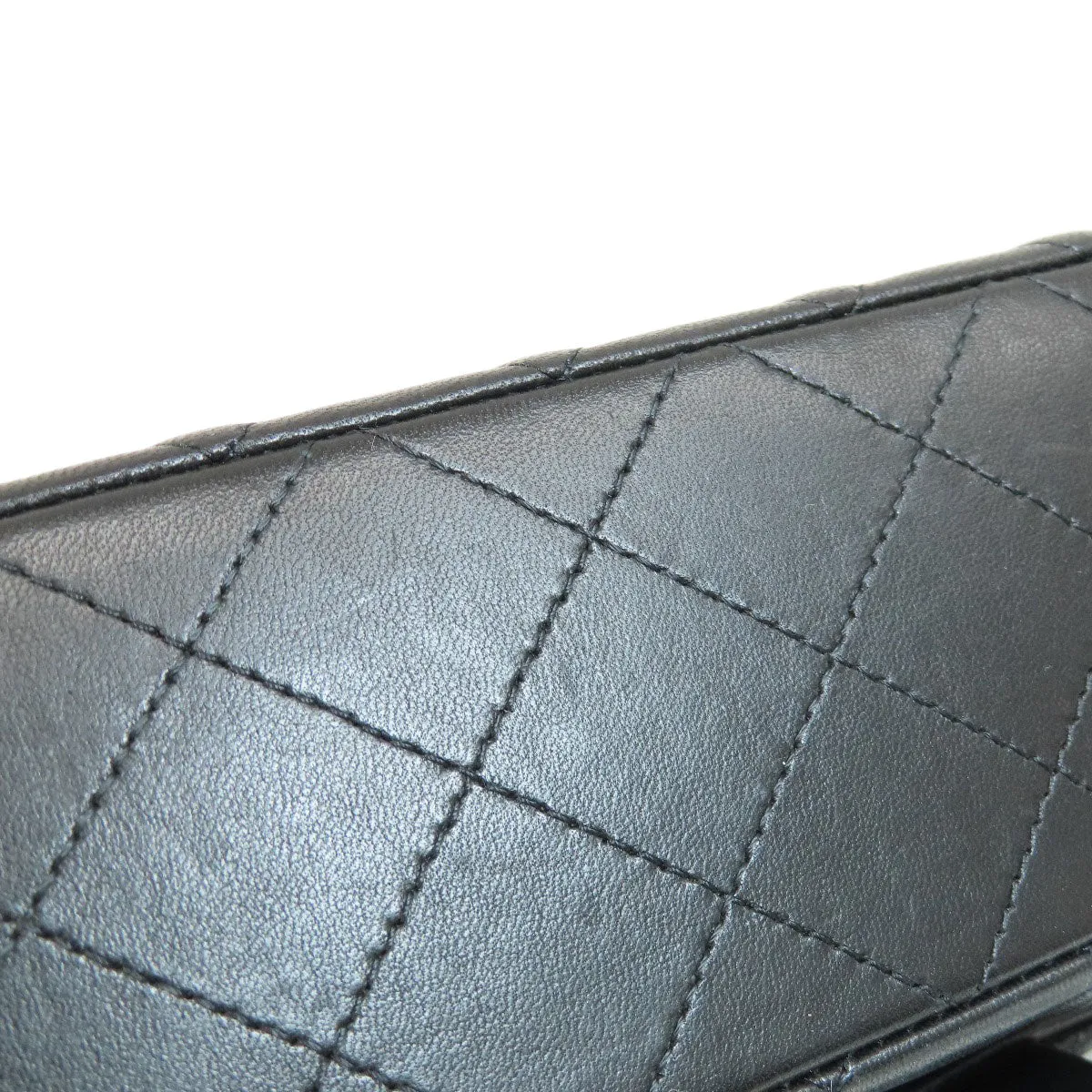 CHANEL Shoulder Bag lambskin black ChainShoulder Matelasse SilverMetal Women Used