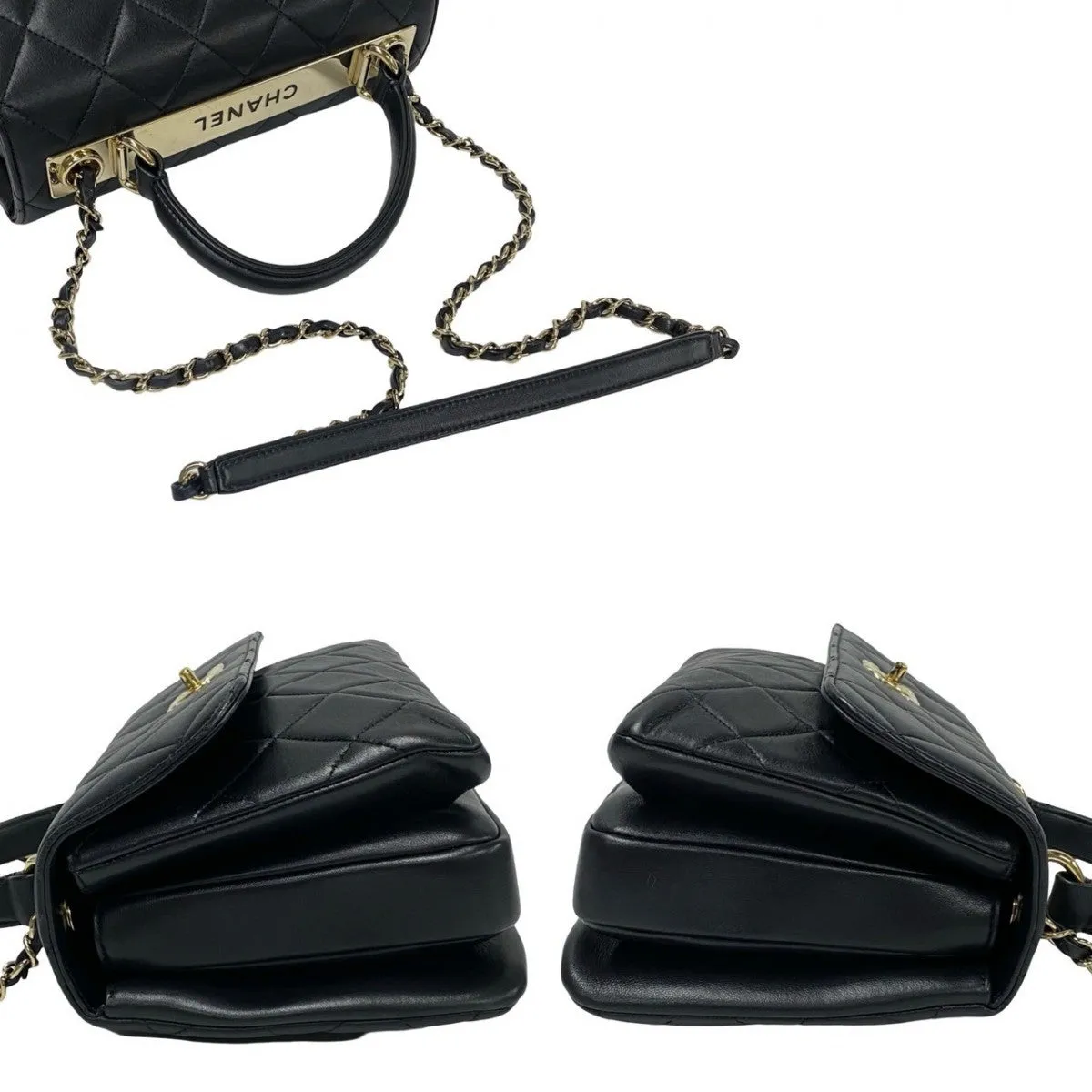 CHANEL Shoulder Bag lambskin black COCO Mark Trendy CC Women Used
