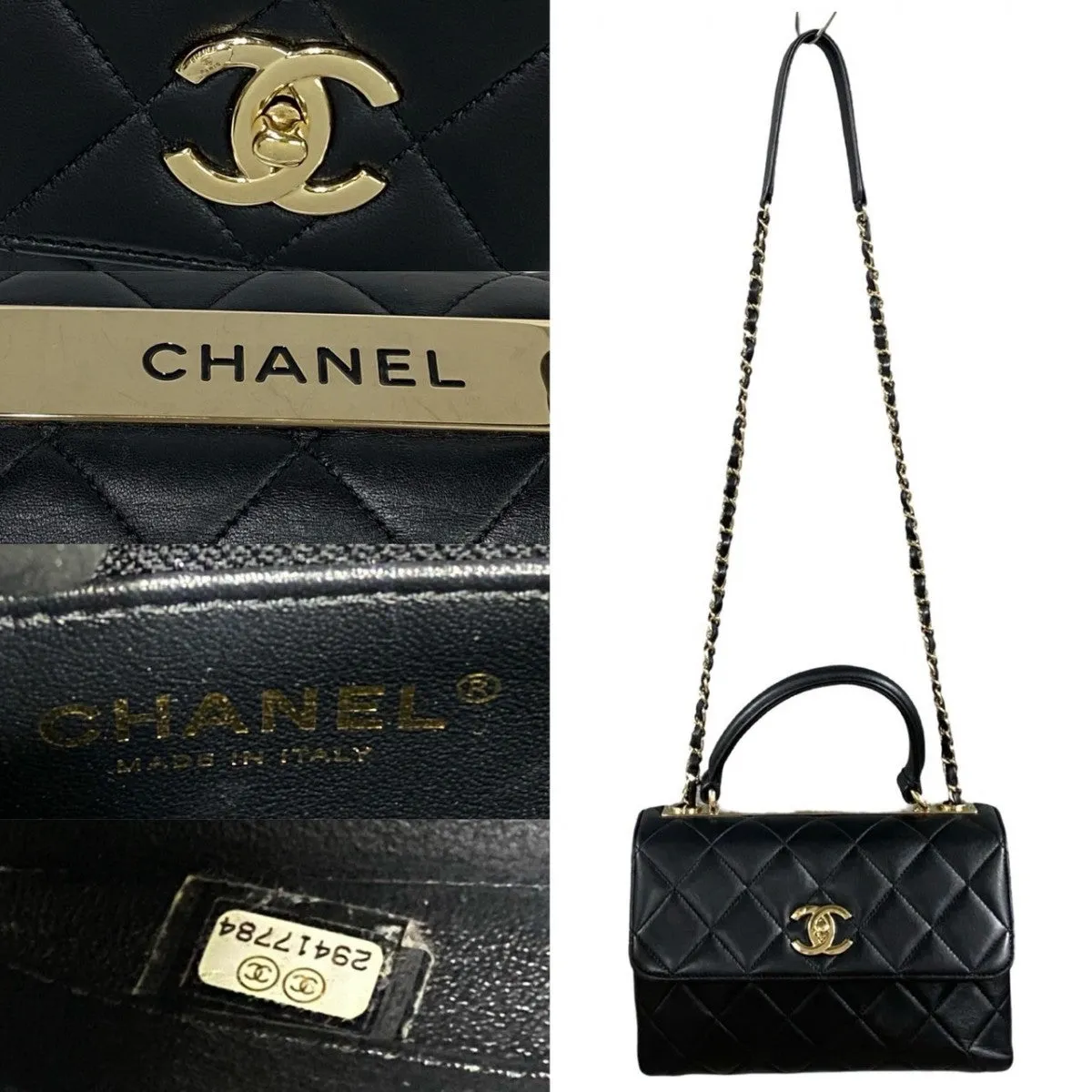 CHANEL Shoulder Bag lambskin black COCO Mark Trendy CC Women Used