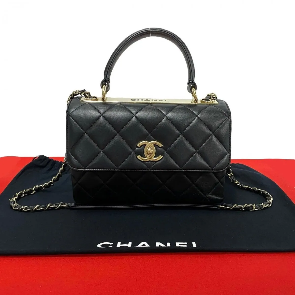 CHANEL Shoulder Bag lambskin black COCO Mark Trendy CC Women Used