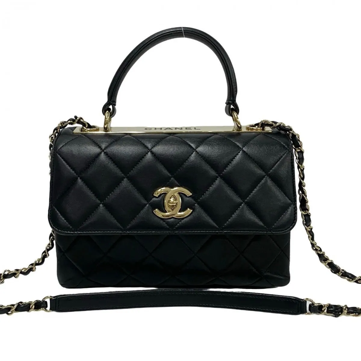 CHANEL Shoulder Bag lambskin black COCO Mark Trendy CC Women Used