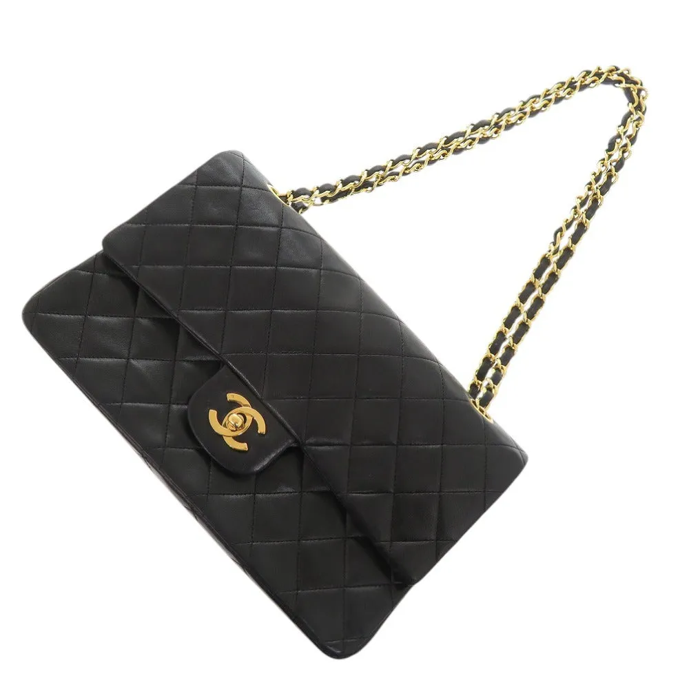 CHANEL Shoulder Bag lambskin black Matelasse 25 double flap COCO Mark Women Used