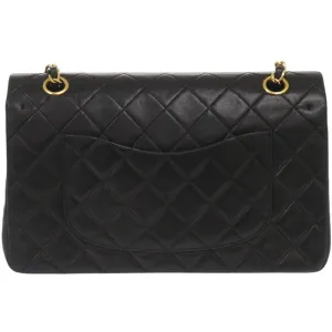 CHANEL Shoulder Bag lambskin black Matelasse 25 double flap COCO Mark Women Used