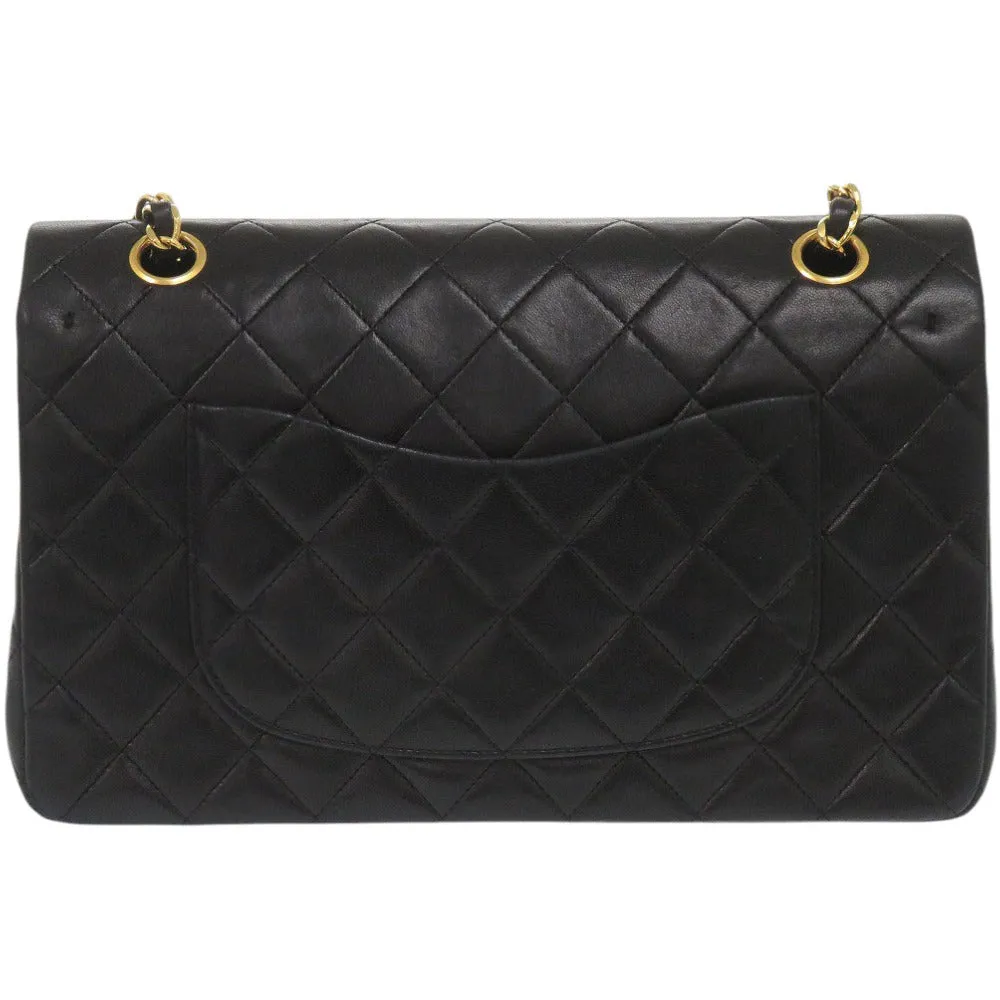 CHANEL Shoulder Bag lambskin black Matelasse 25 double flap COCO Mark Women Used