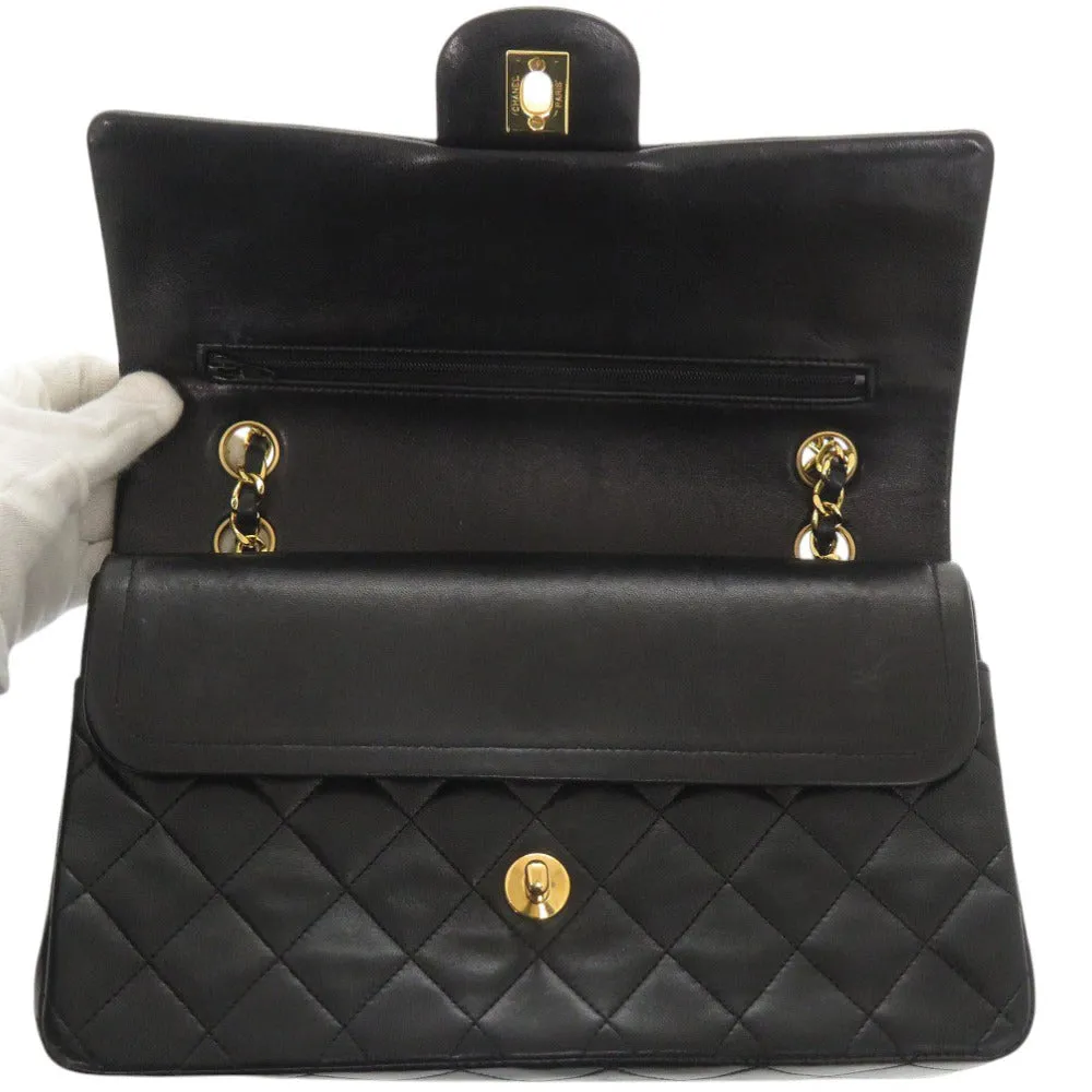 CHANEL Shoulder Bag lambskin black Matelasse 25 double flap COCO Mark Women Used