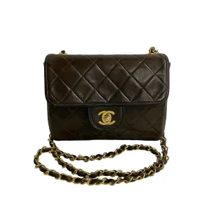 CHANEL Shoulder Bag lambskin Brown COCO Mark Matrasse Women Used
