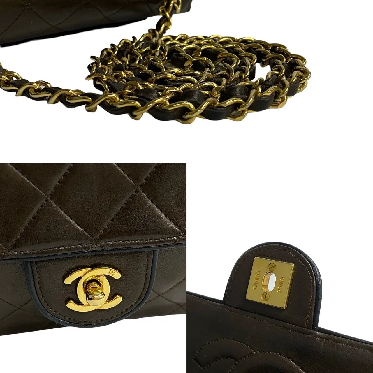 CHANEL Shoulder Bag lambskin Brown COCO Mark Matrasse Women Used