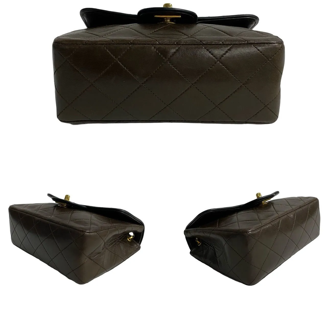 CHANEL Shoulder Bag lambskin Brown COCO Mark Matrasse Women Used