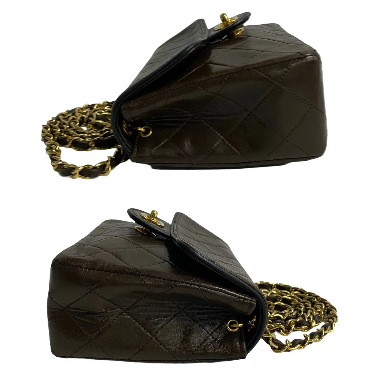 CHANEL Shoulder Bag lambskin Brown COCO Mark Matrasse Women Used