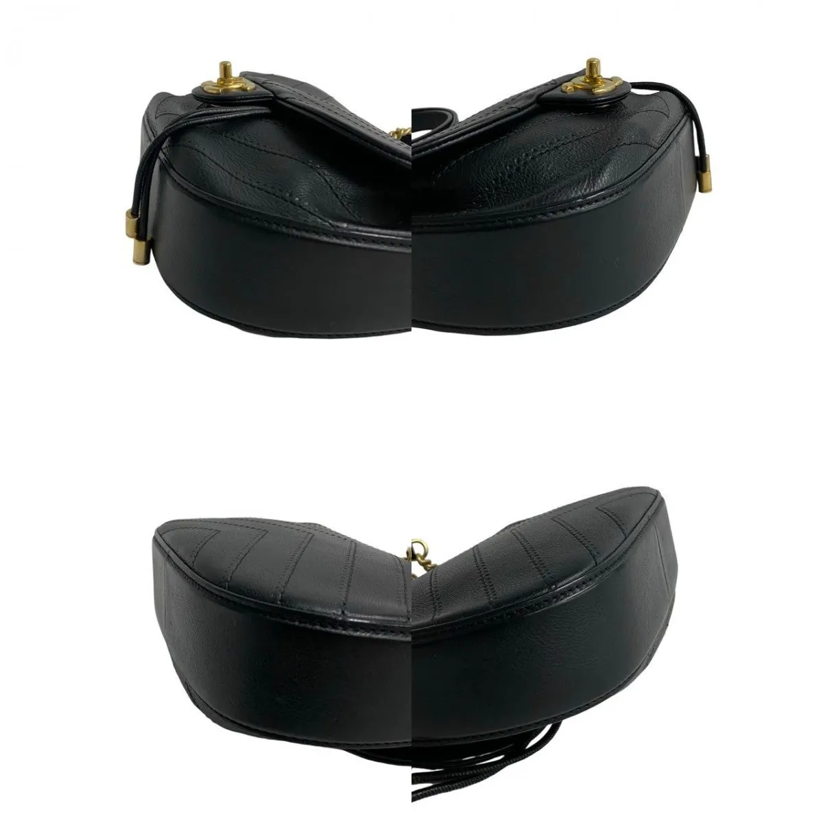 CHANEL Shoulder Bag leather black COCO Mark Women Used