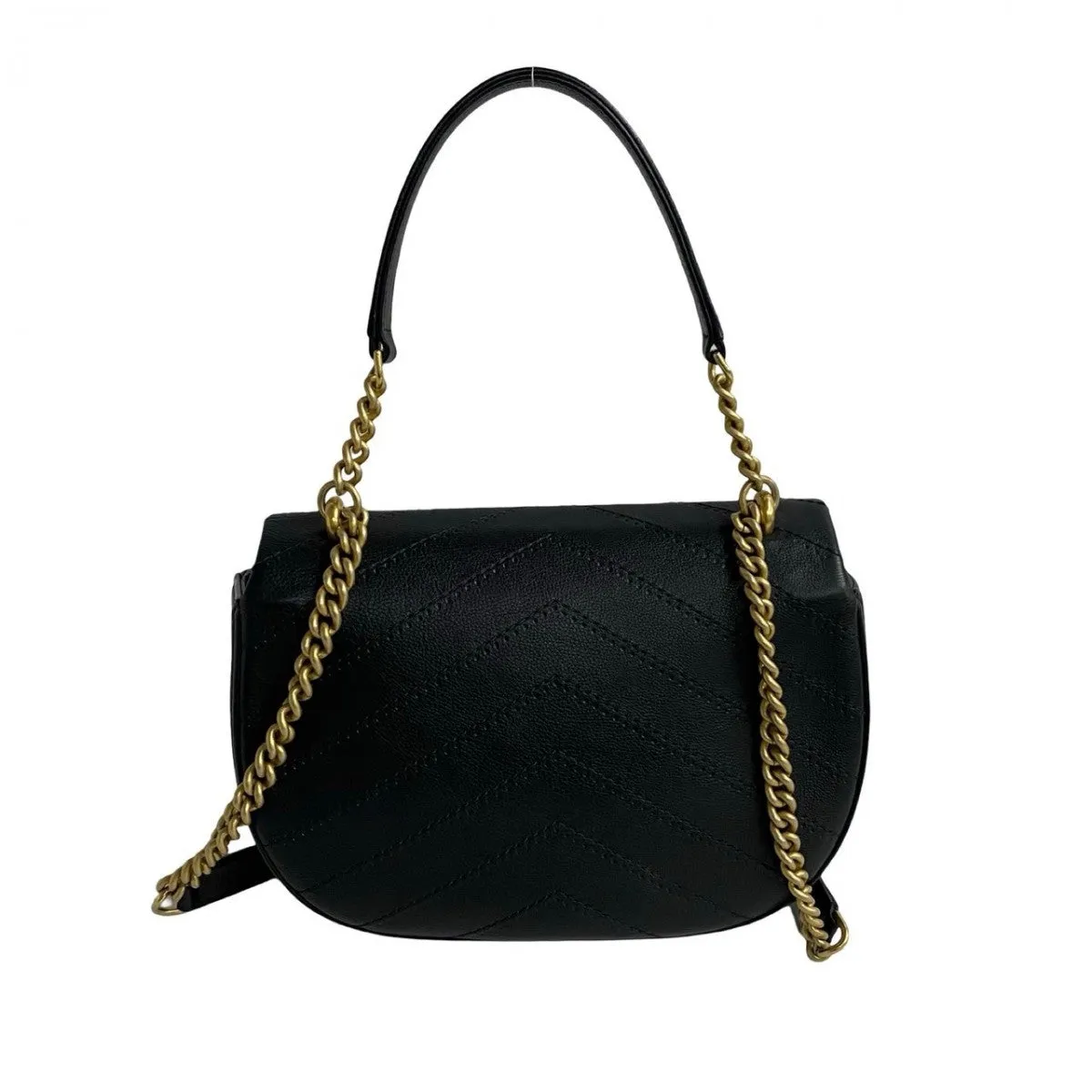 CHANEL Shoulder Bag leather black COCO Mark Women Used