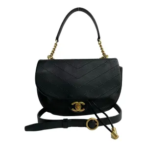 CHANEL Shoulder Bag leather black COCO Mark Women Used