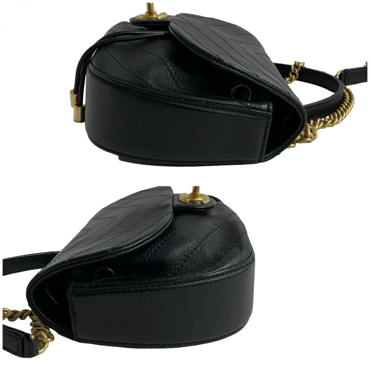 CHANEL Shoulder Bag leather black COCO Mark Women Used